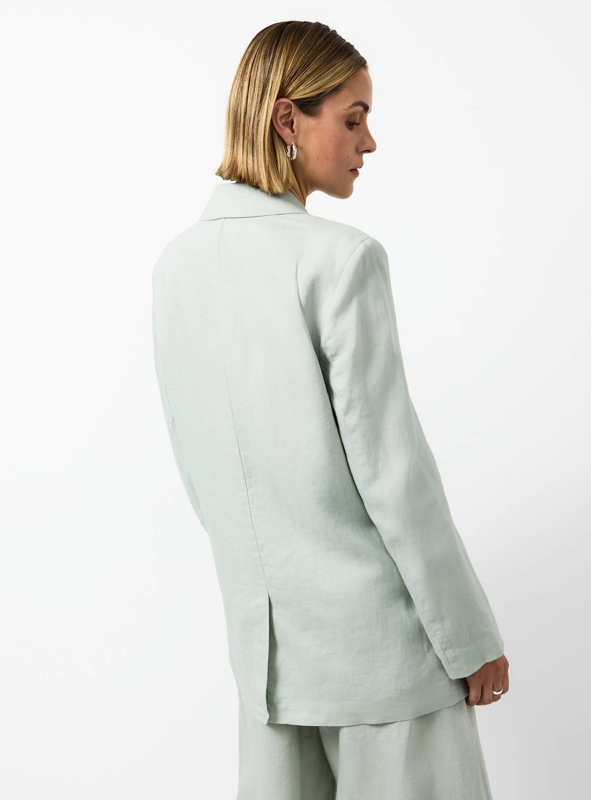 Pale Green Linen Longline Blazer 16 - Image 3